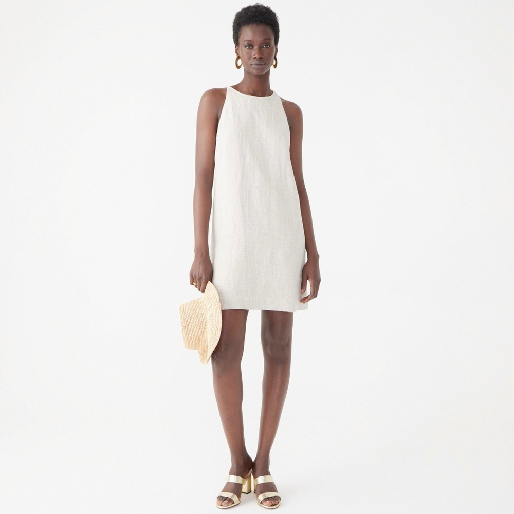 J. Crew - Maxine High-Neck Shift Dress in Linen Flax - Picture 3 of 7